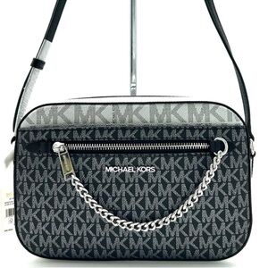 Michael Kors Jet Set Large Signature Logo Crossbody Bag Black Multi